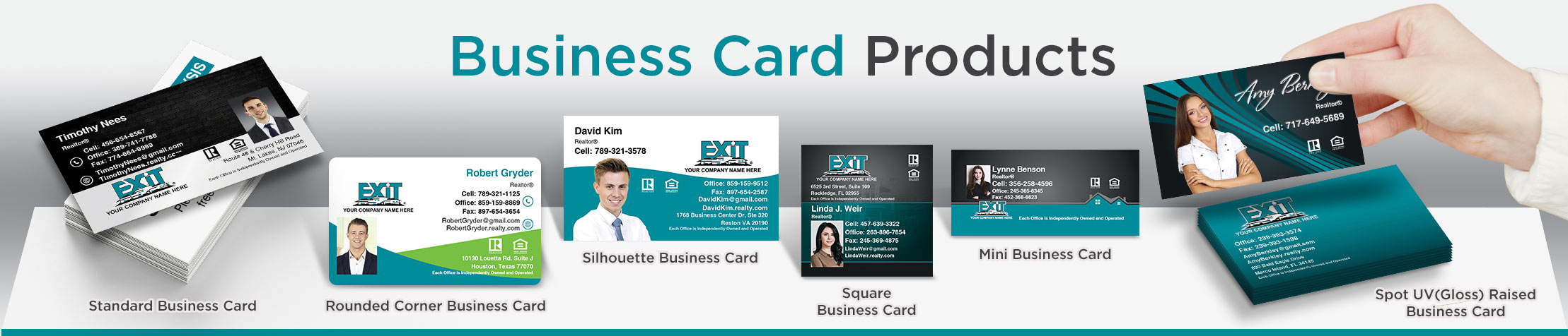 Exit Realty Real Estate Business Card Products - Exit Realty Approved Vendor - Unique, Custom Business Cards Printed on Quality Stock with Creative Designs for Realtors | BestPrintBuy.com