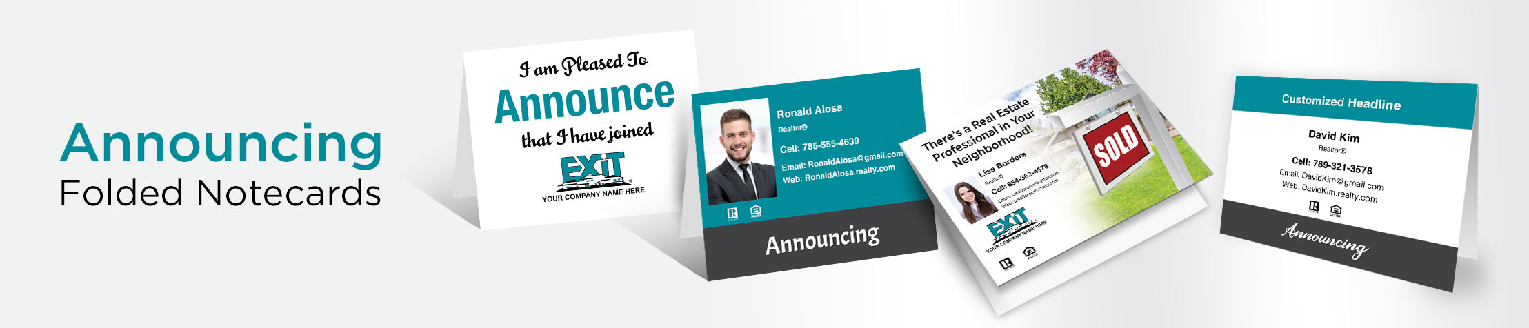 Exit Realty Announcing Folded Note Cards - Exit Realty approved vendor note card stationery | BestPrintBuy.com
