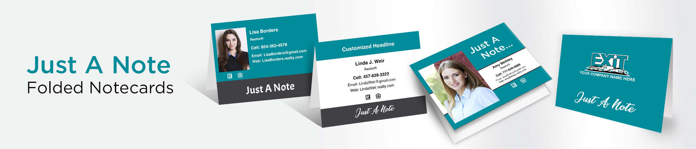 Exit Realty Just a Note Folded Note Cards - Exit Realty approved vendor note card stationery | BestPrintBuy.com