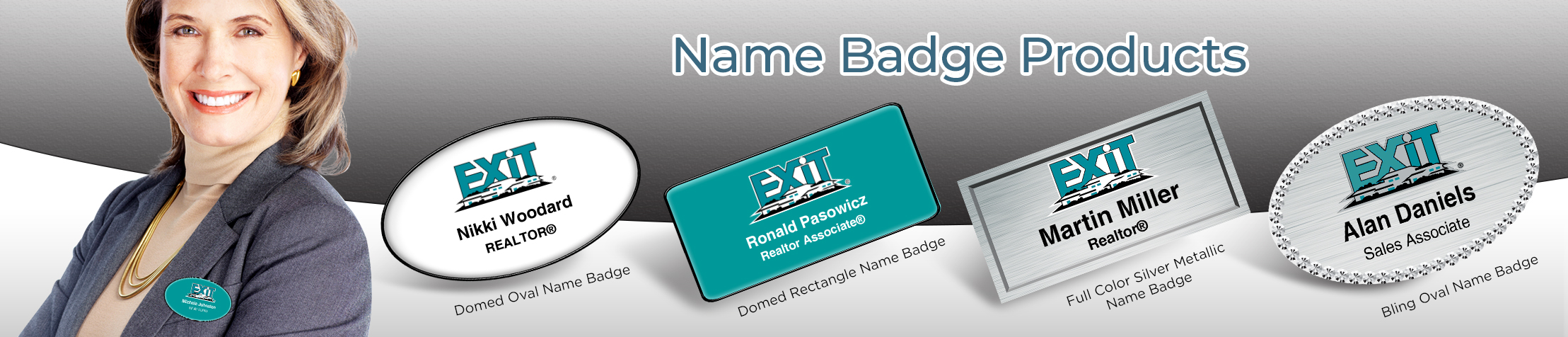 Exit Realty Real Estate Name Badge Products - Exit Realty Approved Vendor Name Tags for Realtors | BestPrintBuy.com