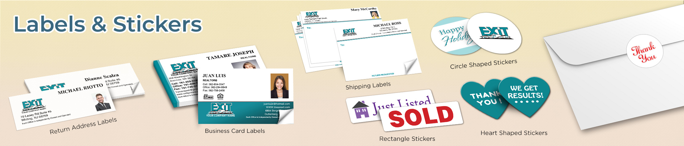 Exit Realty Real Estate Labels and Stickers - Exit Realty approved vendor business card labels, return address labels, shipping labels, and assorted stickers | BestPrintBuy.com