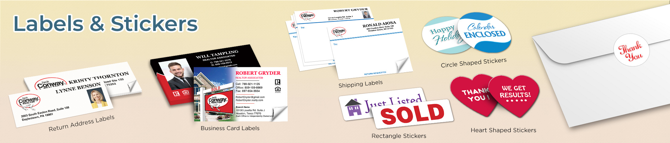 Jack Conway Realtor Real Estate Labels and Stickers - Jack Conway Realtor  business card labels, return address labels, shipping labels, and assorted stickers | BestPrintBuy.com