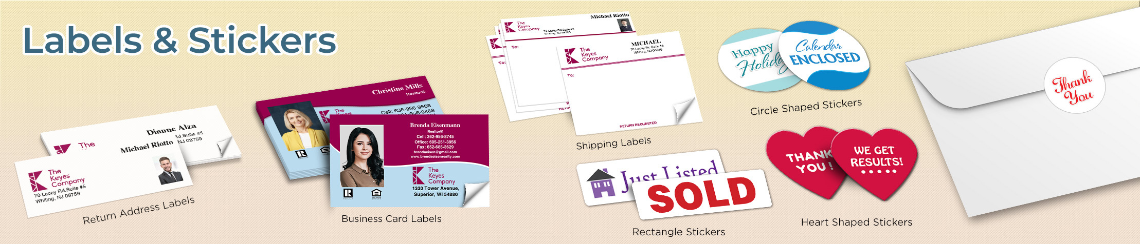 The Keyes Company Real Estate Labels and Stickers - The Keyes Company  business card labels, return address labels, shipping labels, and assorted stickers | BestPrintBuy.com