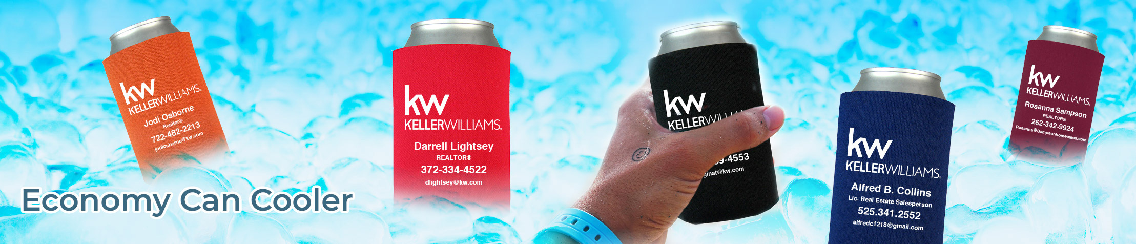 Keller Williams Real Estate Economy Can Cooler - KW approved vendor personalized realtor promotional products | BestPrintBuy.com