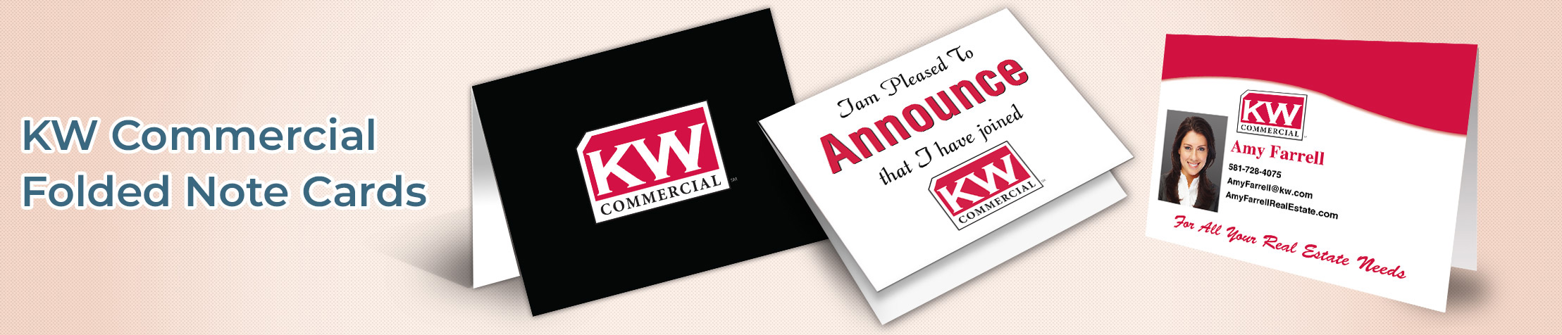 Keller Williams Real Estate KW Commercial Folded Note Cards - KW approved vendor note card stationery | BestPrintBuy.com