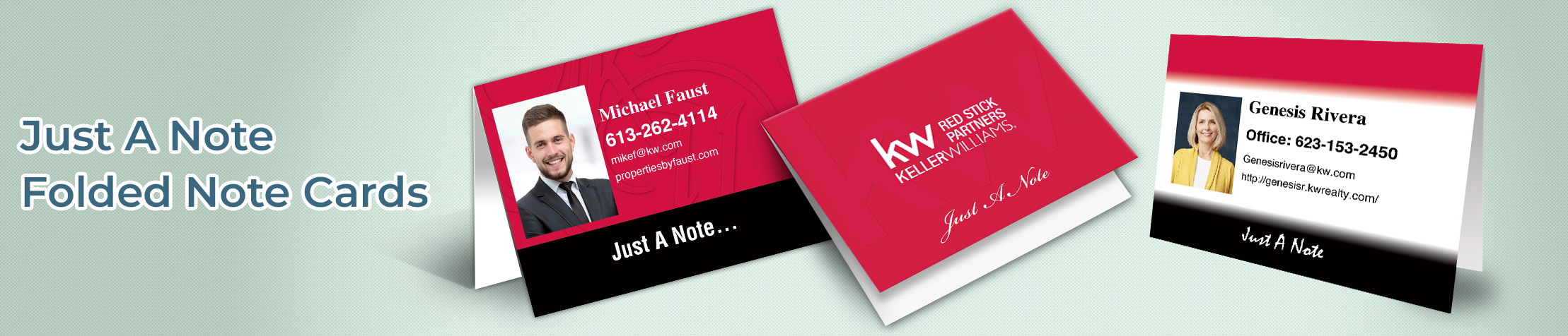 Keller Williams Real Estate Just a Note Folded Note Cards - KW approved vendor note card stationery | BestPrintBuy.com
