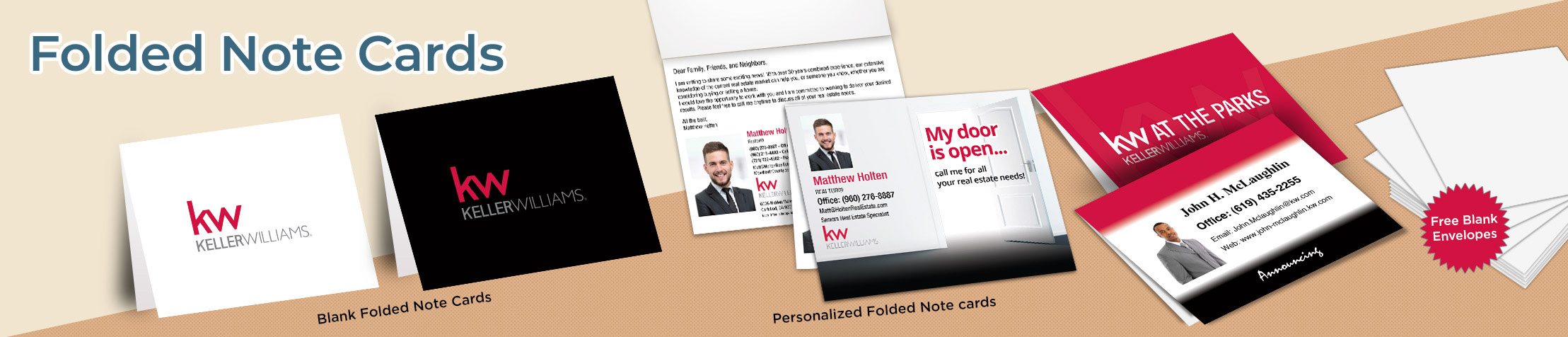 Keller Williams Real Estate Folded Note Cards - KW approved vendor stationery | BestPrintBuy.com