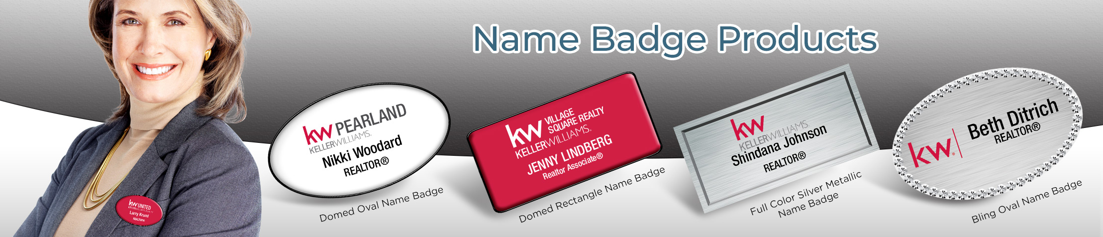 Keller Williams Real Estate Name Badge Products - KW Approved Vendor Name Tags for Realtors | BestPrintBuy.com