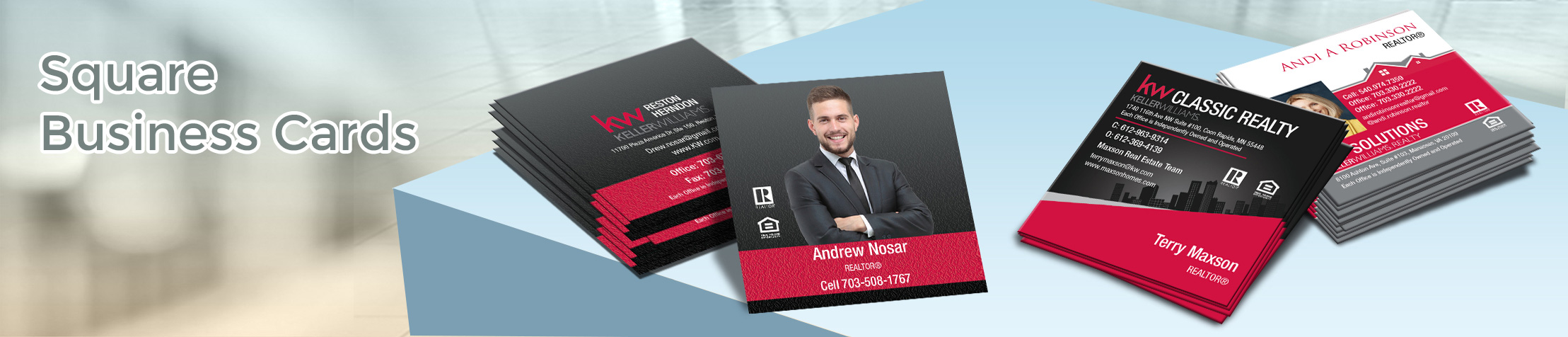 Keller Williams Real Estate Square Business Cards - KW Approved Vendor - Modern, Unique Business Cards for Realtors with a Glossy or Matte Finish | BestPrintBuy.com