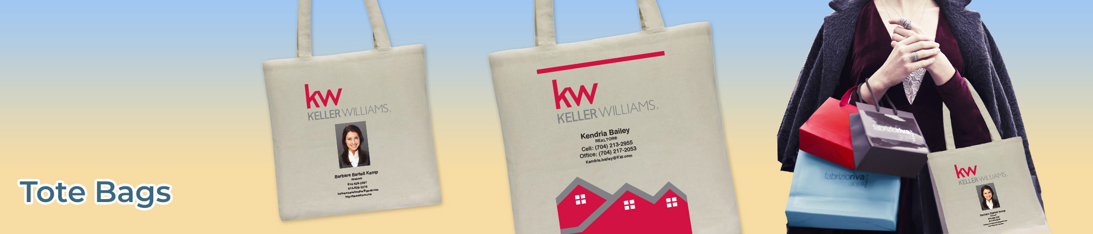 Keller Williams Real Estate Tote Bags - KW approved vendor personalized realtor promotional products | BestPrintBuy.com