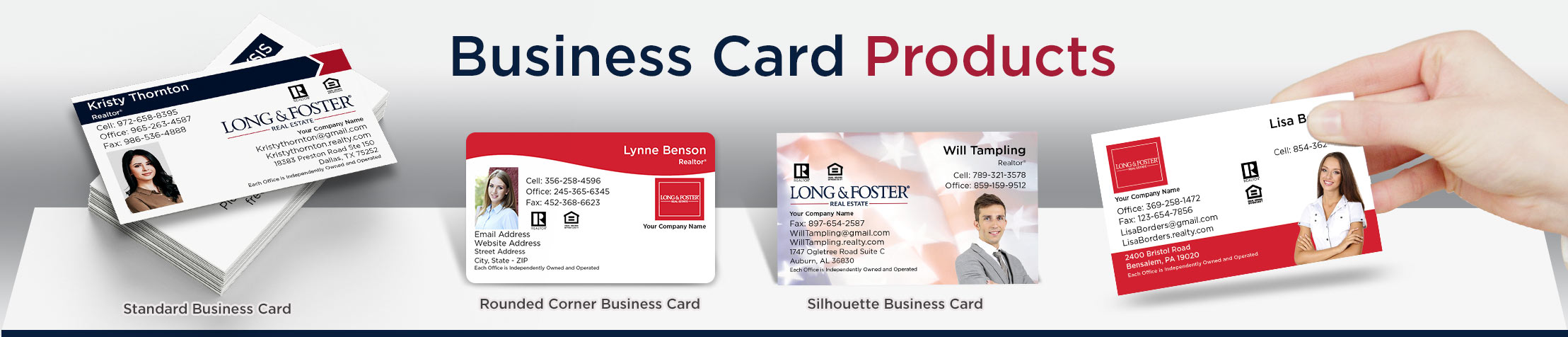 Long and Foster Real Estate Business Card Products - Long and Foster  - Unique, Custom Business Cards Printed on Quality Stock with Creative Designs for Realtors | BestPrintBuy.com