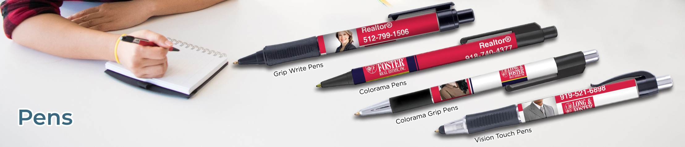 Long & Foster Real Estate Personalized Pens - promotional products: Grip Write Pens, Colorama Pens, Vision Touch Pens, and Colorama Grip Pens | BestPrintBuy.com