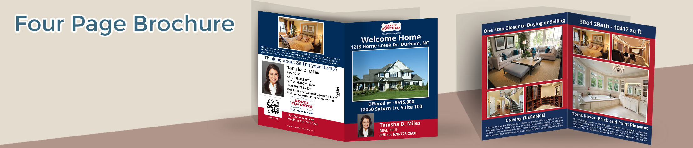 Realty Executives Real Estate Flyers and Brochures - Realty Executives  four page brochure templates for open houses and marketing | BestPrintBuy.com