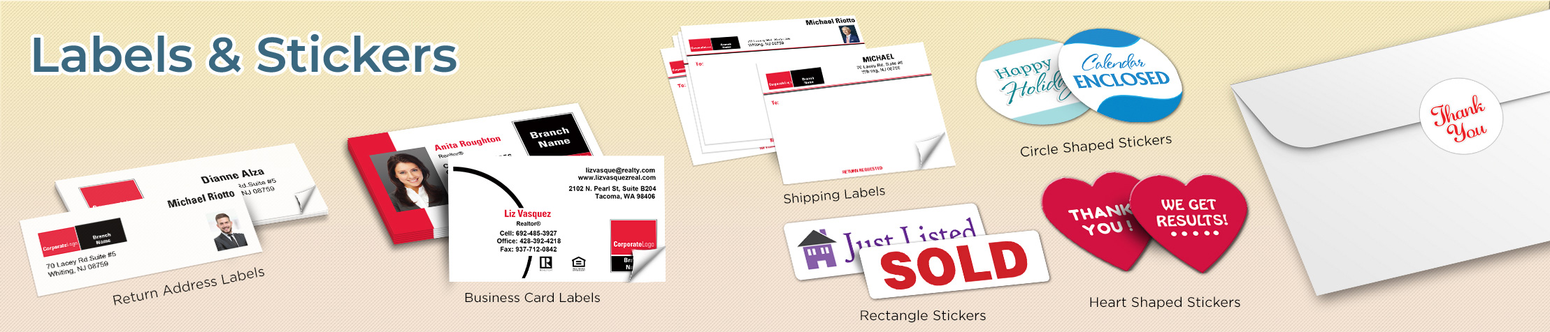 Real Living Real Estate Labels and Stickers - Real Living Real Estate business card labels, return address labels, shipping labels, and assorted stickers | BestPrintBuy.com