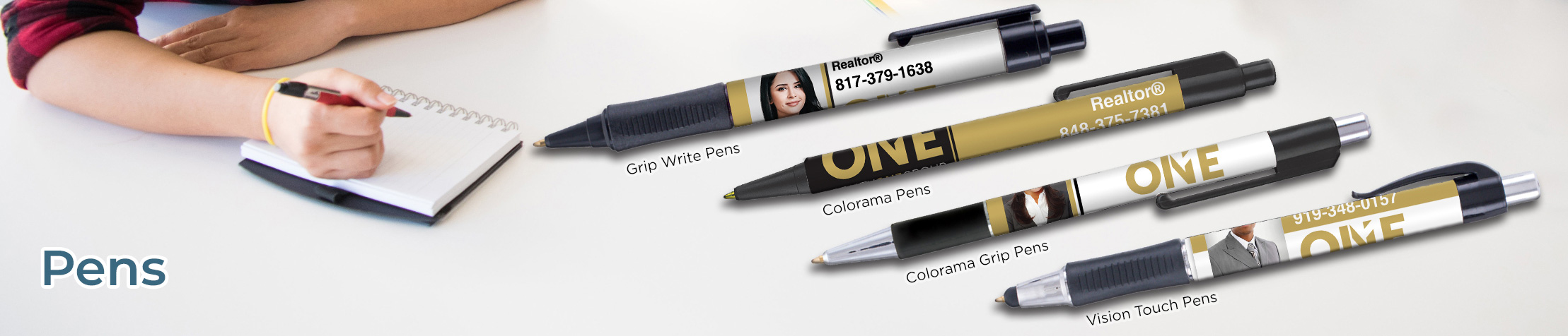 Realty ONE Group Real Estate Personalized Pens - promotional products: Grip Write Pens, Colorama Pens, Vision Touch Pens, and Colorama Grip Pens | BestPrintBuy.com