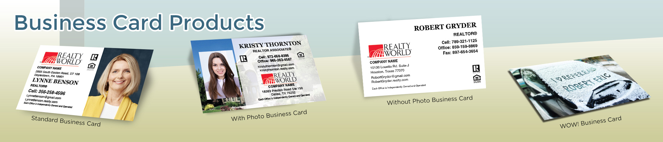 Realty World Real Estate Business Card Products - Realty World  - Unique, Custom Business Cards Printed on Quality Stock with Creative Designs for Realtors | BestPrintBuy.com