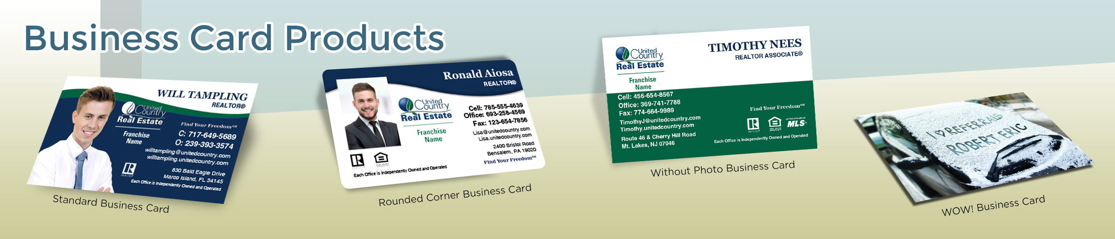 United Country Real Estate Business Card Products - United Country Real Estate  - Unique, Custom Business Cards Printed on Quality Stock with Creative Designs for Realtors | BestPrintBuy.com