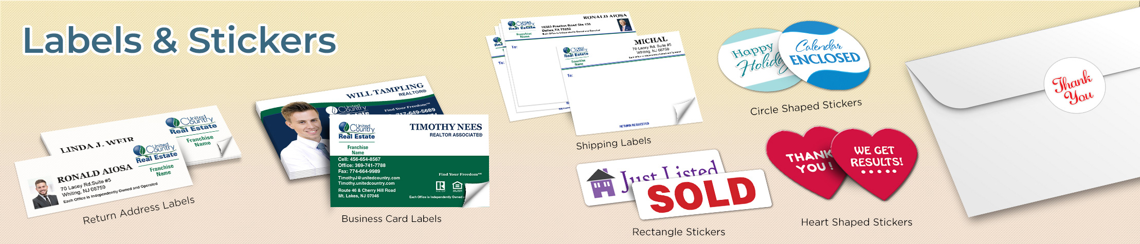 United Country Real Estate Labels and Stickers - United Country Real Estate  business card labels, return address labels, shipping labels, and assorted stickers | BestPrintBuy.com