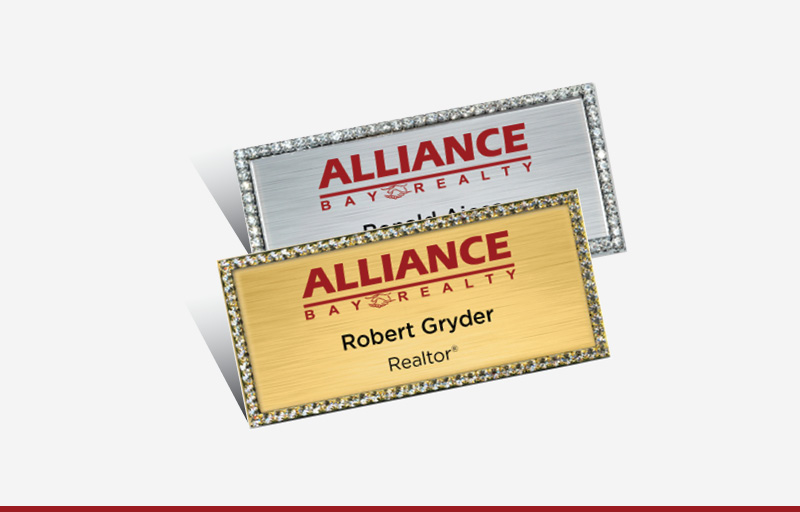 Alliance Bay Realty Real Estate Bling Rectangle Name Badge | BestPrintBuy.com