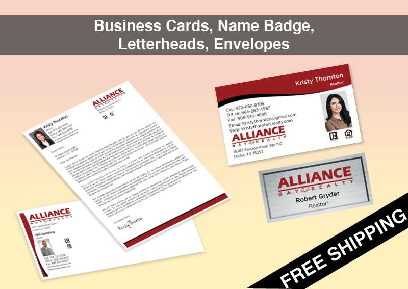 Alliance Bay Realty Real Estate Bronze Agent Package - Alliance Bay Realty approved vendor personalized business cards, letterhead, envelopes and note cards | BestPrintBuy.com
