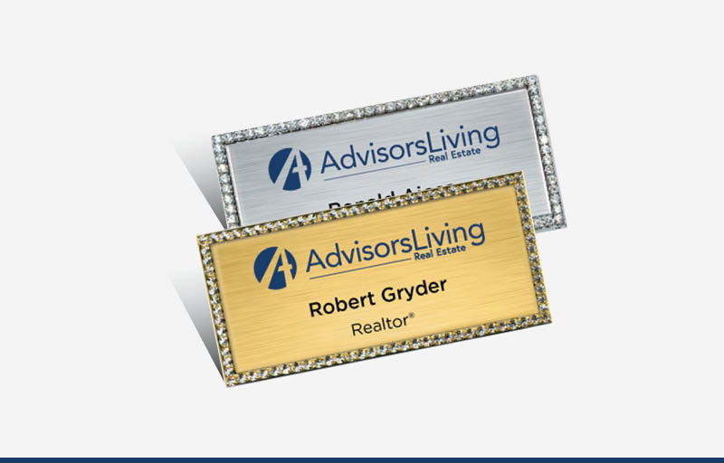 Advisors Living Real Estate Bling Rectangle Name Badge | BestPrintBuy.com