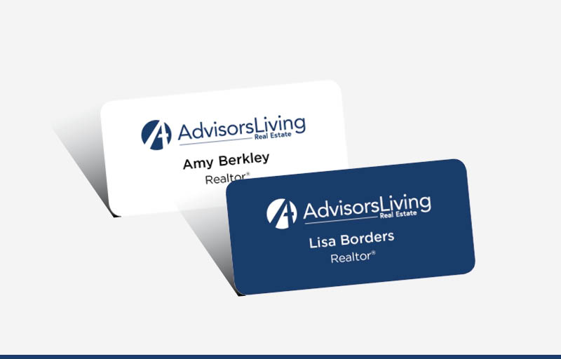 Advisors Living Real Estate Domed Rectangle Name Badge | BestPrintBuy.com