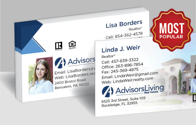 Advisors Living Real Estate Standard Business Cards - Standard & Rounded Corner Business Cards for Realtors | BestPrintBuy.com