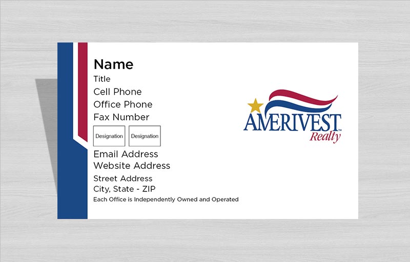 Amerivest Realty Real Estate Business Cards Without Photo - Amerivest Realty  marketing materials | BestPrintBuy.com