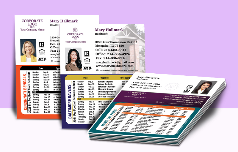 Berkshire Hathaway Real Estate Mini Business Card Magnet Football Schedules - Berkshire Hathaway personalized magnetic football schedules | BestPrintBuy.com