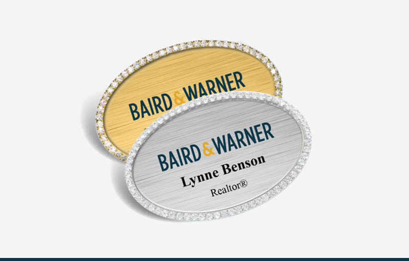 Baird & Warner Real Estate Bling Oval Name Badge | BestPrintBuy.com
