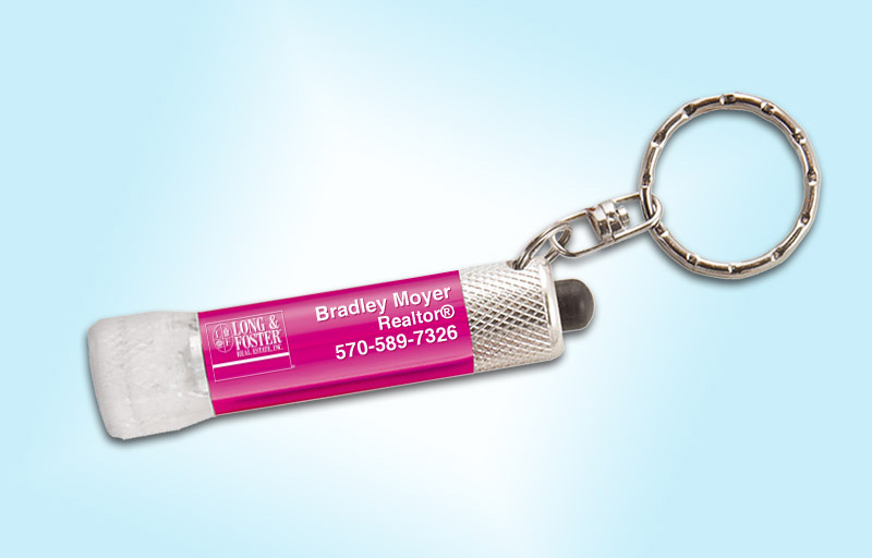Long and Foster Real Estate Chroma Clear Flashlight - Long and Foster personalized realtor flashlight key chain promotional products | BestPrintBuy.com