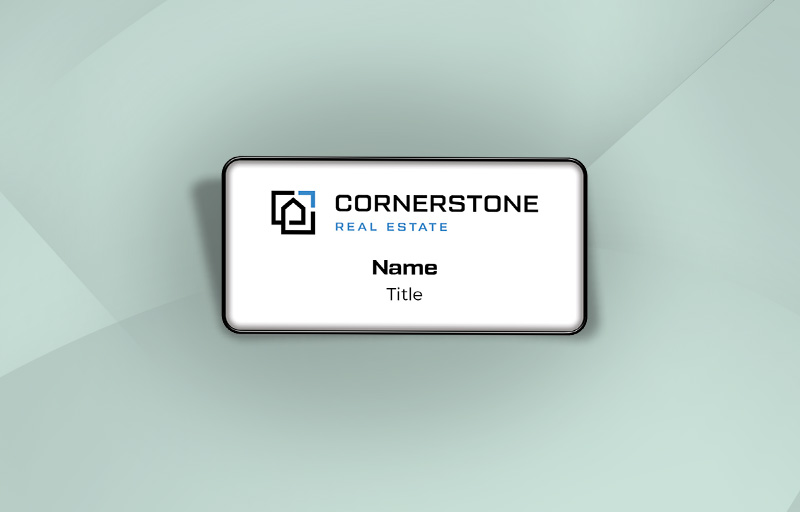 Cornerstone Real Estate Real Estate Domed Rectangle Name Badge | BestPrintBuy.com