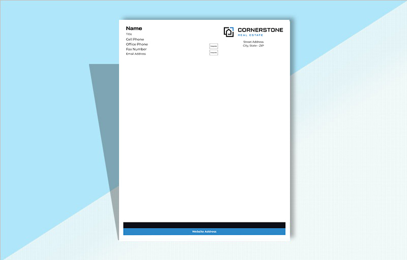 Cornerstone Real Estate Real Estate Letterheads - Cornerstone Real Estate Custom Letterhead Stationery for Realtors | BestPrintBuy.com