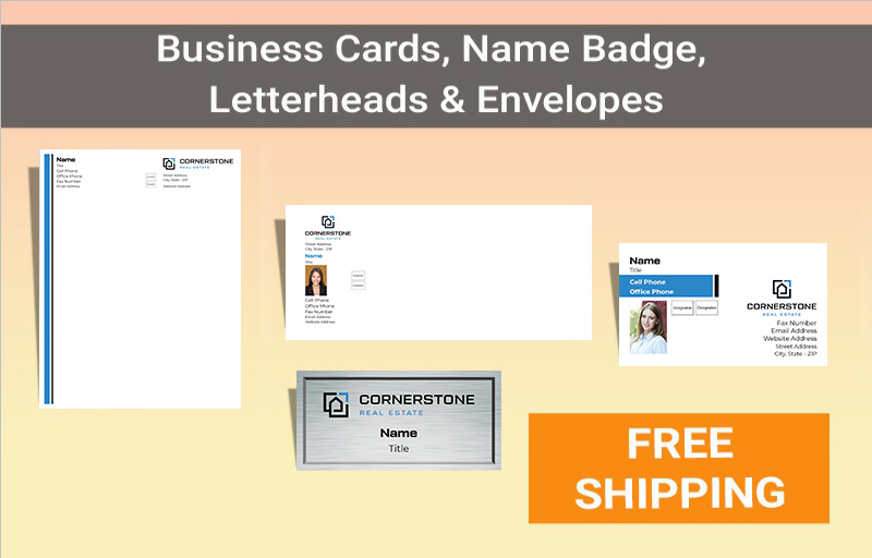 Cornerstone Real Estate Real Estate Bronze Agent Package - Cornerstone Real Estate approved vendor personalized business cards, letterhead, envelopes and note cards | BestPrintBuy.com