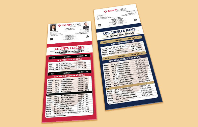 Home Smart Real Estate Team Business Card Magnetic Schedules - Home Smart personalized magnetic football schedules | BestPrintBuy.com