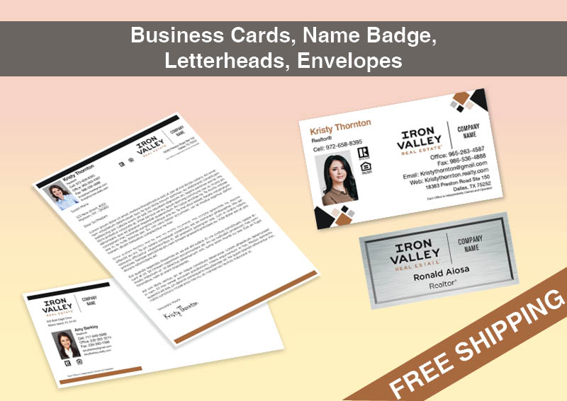 Iron Valley Real Estate Bronze Agent Package - Iron Valley approved vendor personalized business cards, letterhead, envelopes and note cards | BestPrintBuy.com
