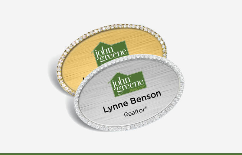 John Greene Realtor Real Estate Bling Oval Name Badge | BestPrintBuy.com