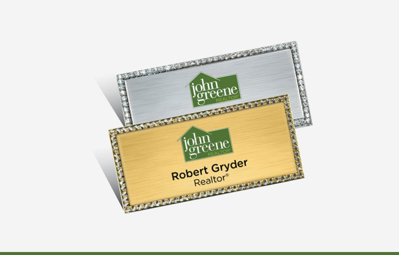 John Greene Realtor Real Estate Bling Rectangle Name Badge | BestPrintBuy.com