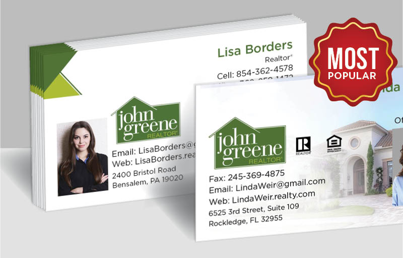 John Greene Realtor Real Estate Standard Business Cards - Standard & Rounded Corner Business Cards for Realtors | BestPrintBuy.com