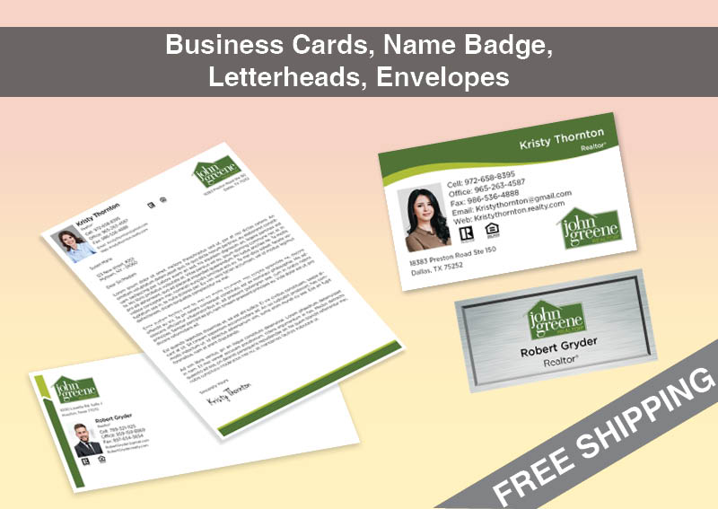 John Greene Realtor Real Estate Bronze Agent Package - John Greene Realtor approved vendor personalized business cards, letterhead, envelopes and note cards | BestPrintBuy.com