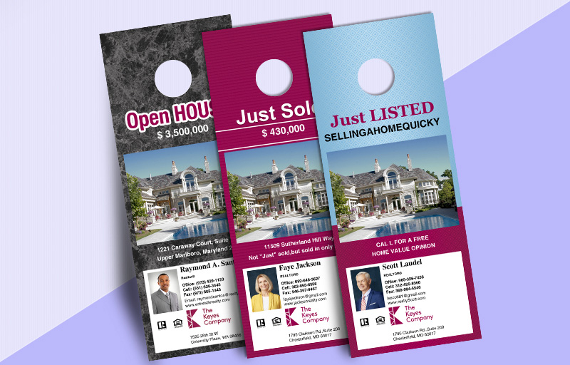The Keyes Company One-Sided Door Hangers: Property Marketing - The Keyes Company  Gloss Door Knockers for Realtors | BestPrintBuy.com