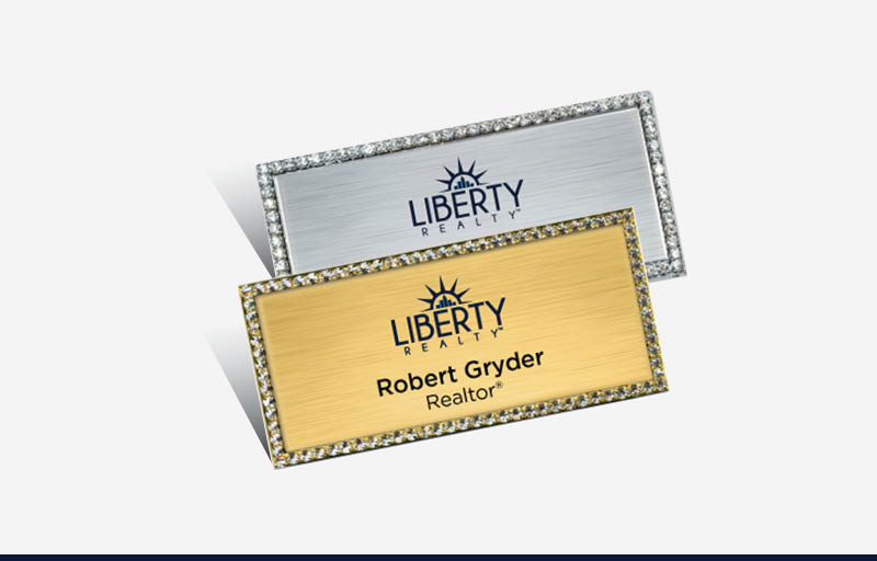 Liberty Realty Real Estate Bling Rectangle Name Badge | BestPrintBuy.com