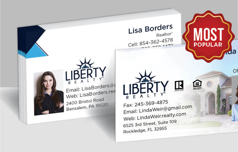 Liberty Realty Real Estate Standard Business Cards - Standard & Rounded Corner Business Cards for Realtors | BestPrintBuy.com