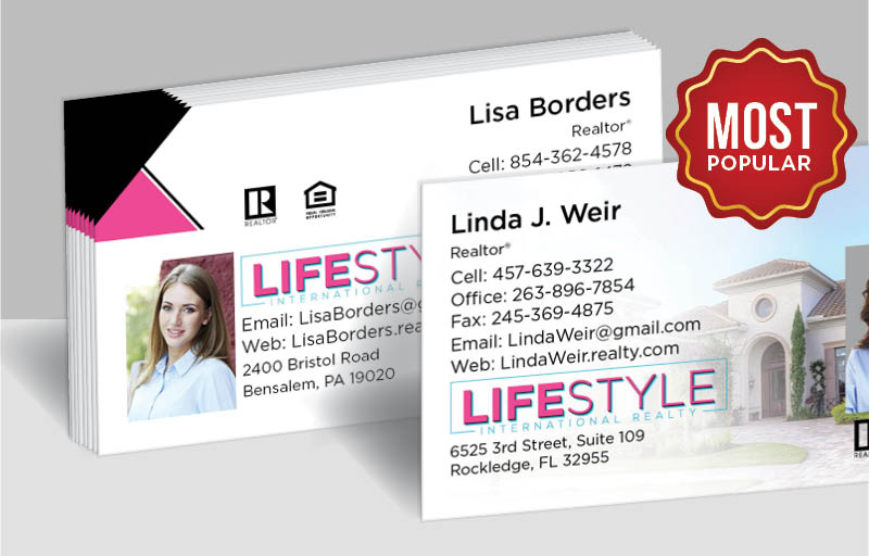 LIFESTYLE International Realty Real Estate Standard Business Cards - Standard & Rounded Corner Business Cards for Realtors | BestPrintBuy.com