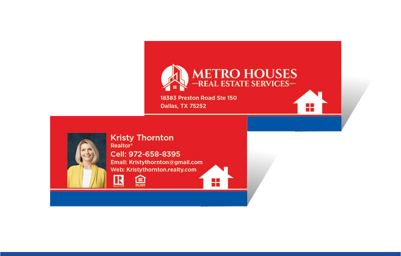 Metro Houses Real Estate Services Real Estate Matching Two Sided Mini Business Cards - Metro Houses Real Estate Services - Slim, Half Size Business Cards for Realtors | BestPrintBuy.com