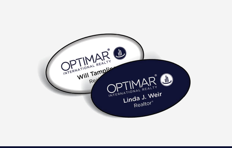 Optimar International Real Estate Domed Oval Name Badge | BestPrintBuy.com