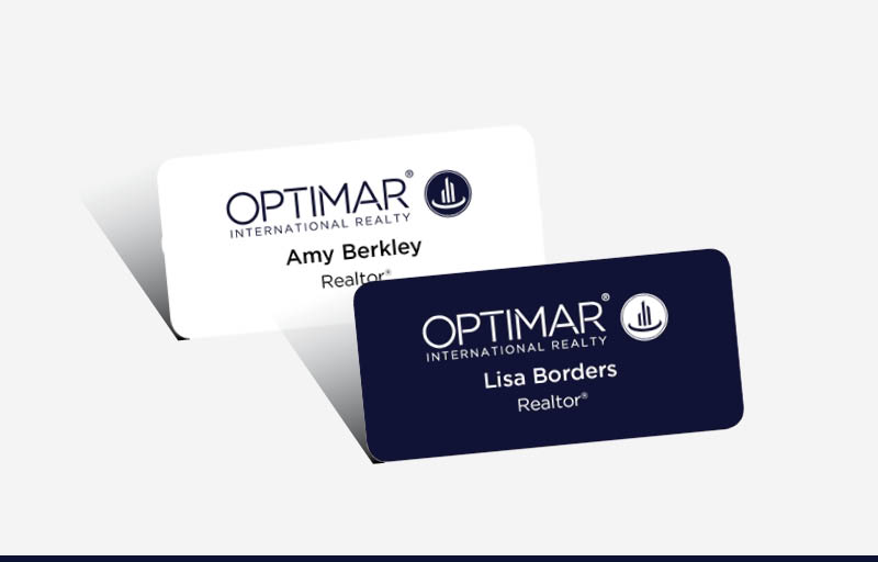 Optimar International Real Estate Domed Rectangle Name Badge | BestPrintBuy.com