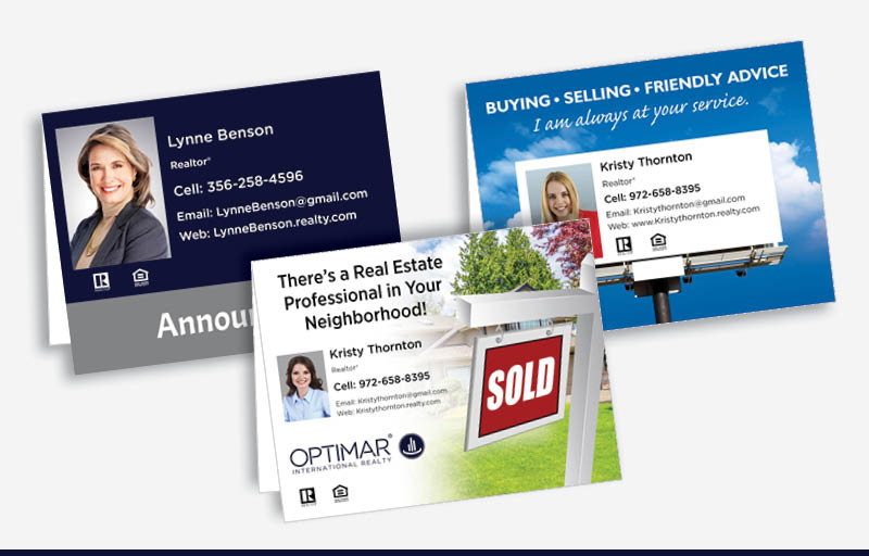 Optimar International Real Estate Postcard Mailing -  direct mail postcard templates and mailing services | BestPrintBuy.com