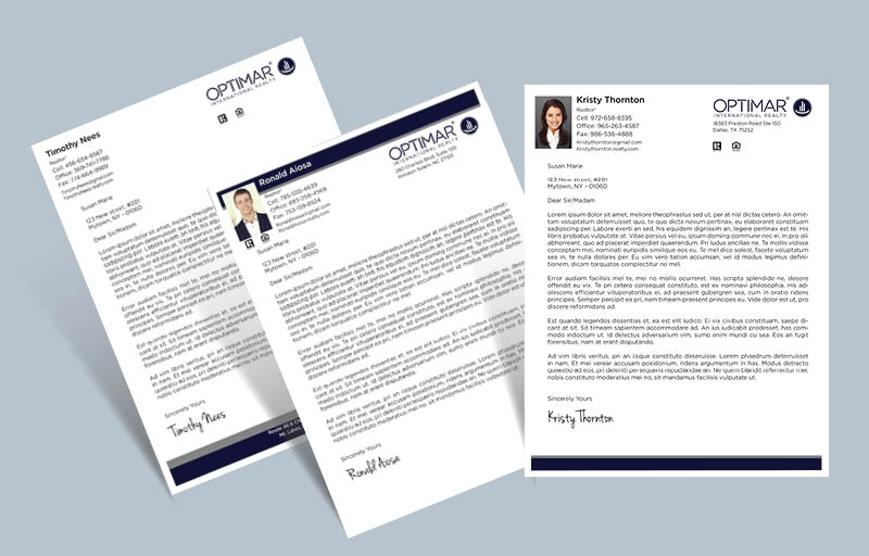 Optimar International Real Estate Letterheads - Custom Letterhead Stationery for Realtors | BestPrintBuy.com