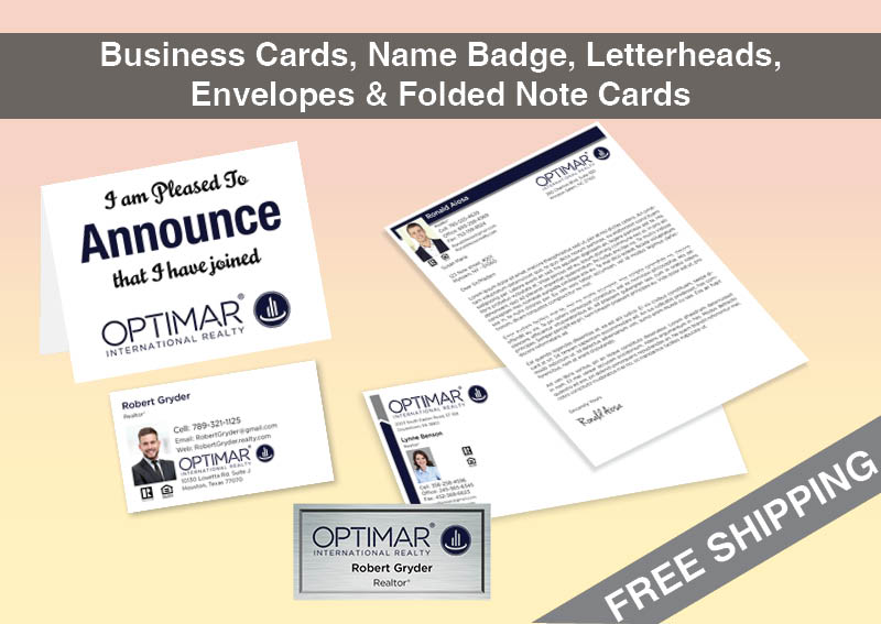 Optimar International Real Estate BC Agent Package - Optimar International approved vendor personalized business cards| BestPrintBuy.com